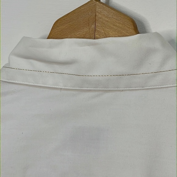 Vitg Embroidered Christmas Holly White Button Up Shirt Womens Size 10 Anne Elise - Picture 7 of 15